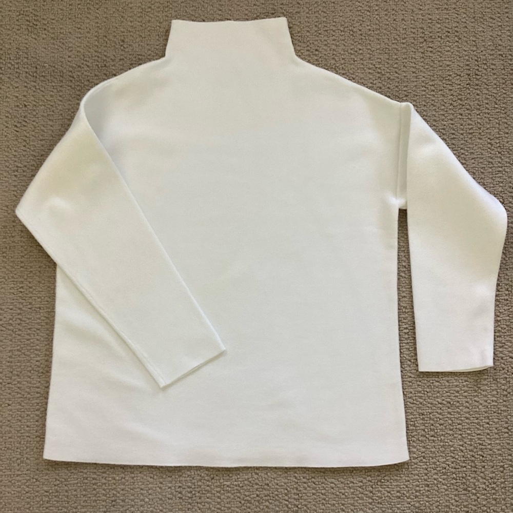 Eileen Fisher Cotton White Funnel Neck Top